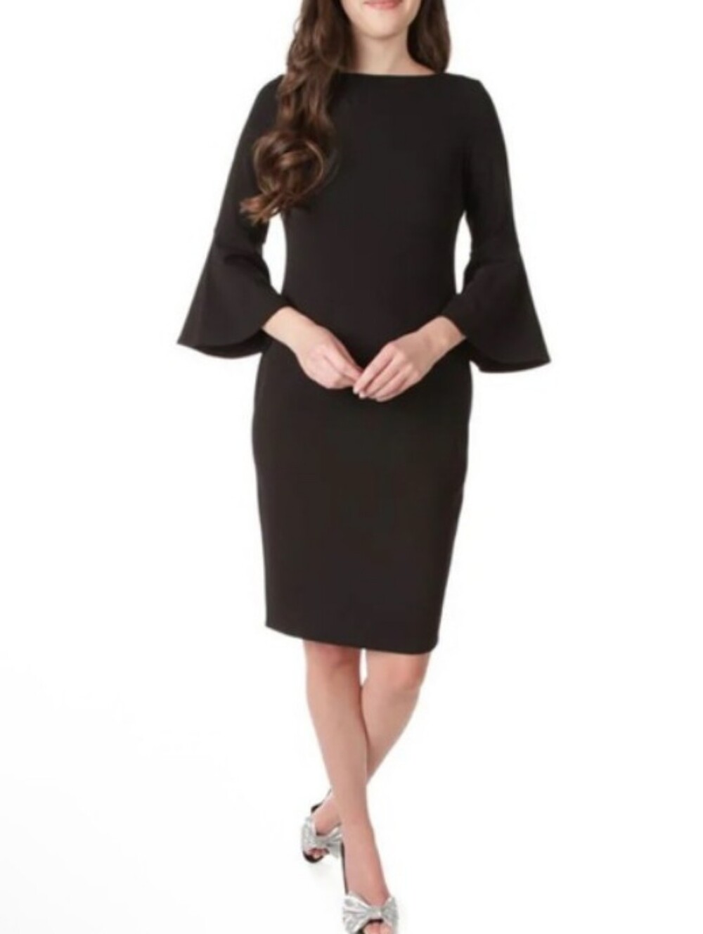 Calvin Klein Black Bell Sleeve Sheath Dress Office Formal Academia Size 6